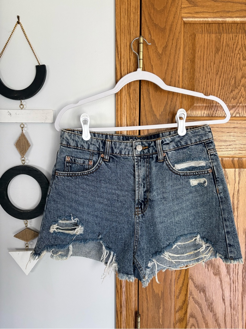 wild fable Distressed High-Rise Denim Shorts - Blue